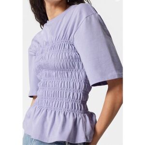 & Other Stories New Smocked Crewneck Top Lilac Purple Size Small